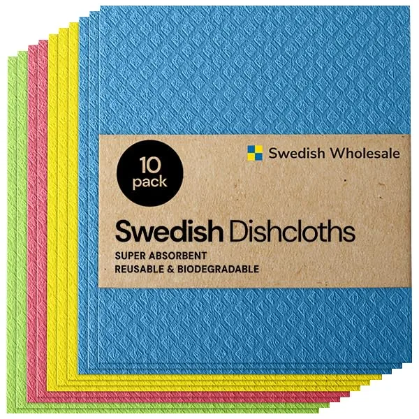Swedish Dishcloth Reusable Cellulose Sponge Cloths 10-Pack